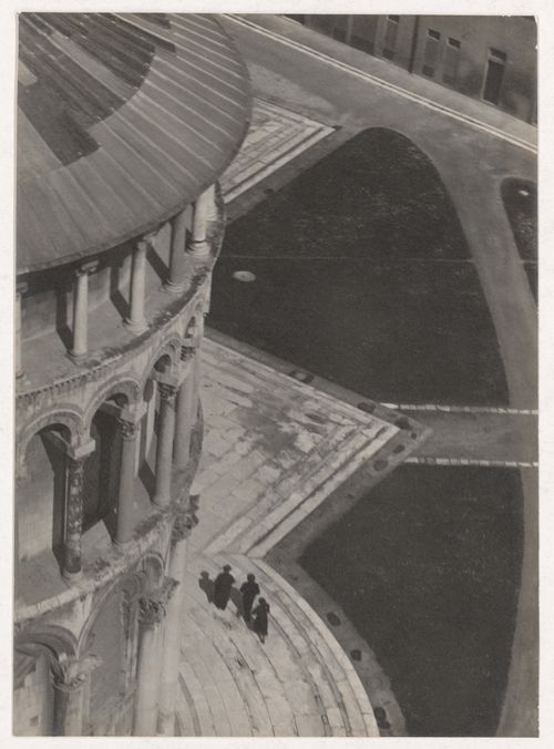 View from above of the Leaning Tower and courtyard, Pisa, Italy