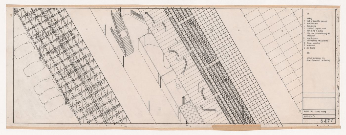 Cut-away axonometric view of housing, Potteries Thinkbelt