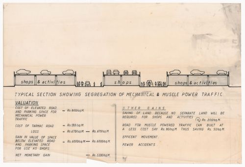 Typical section showing segregation of mechanical and muscle power traffic for Linear city, Chandigarh, India