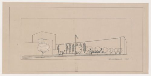 Perspective for the principal façade and plaza for Vredenburg mixed-use development, Utrecht, Netherlands