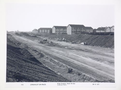 View from Goldsel Road Bridge looking west, during construction of the Swanley Bypass, England