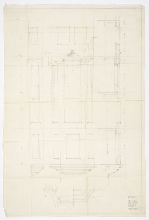 Montréal Neurological Institute, Montréal, Québec: drawing for stone detail of bay window on south elevation