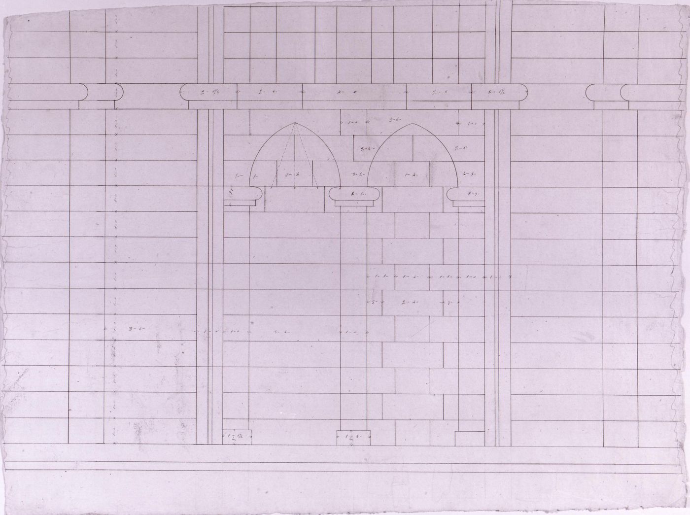 Elevation for niches for the principal façade for Notre-Dame de Montréal