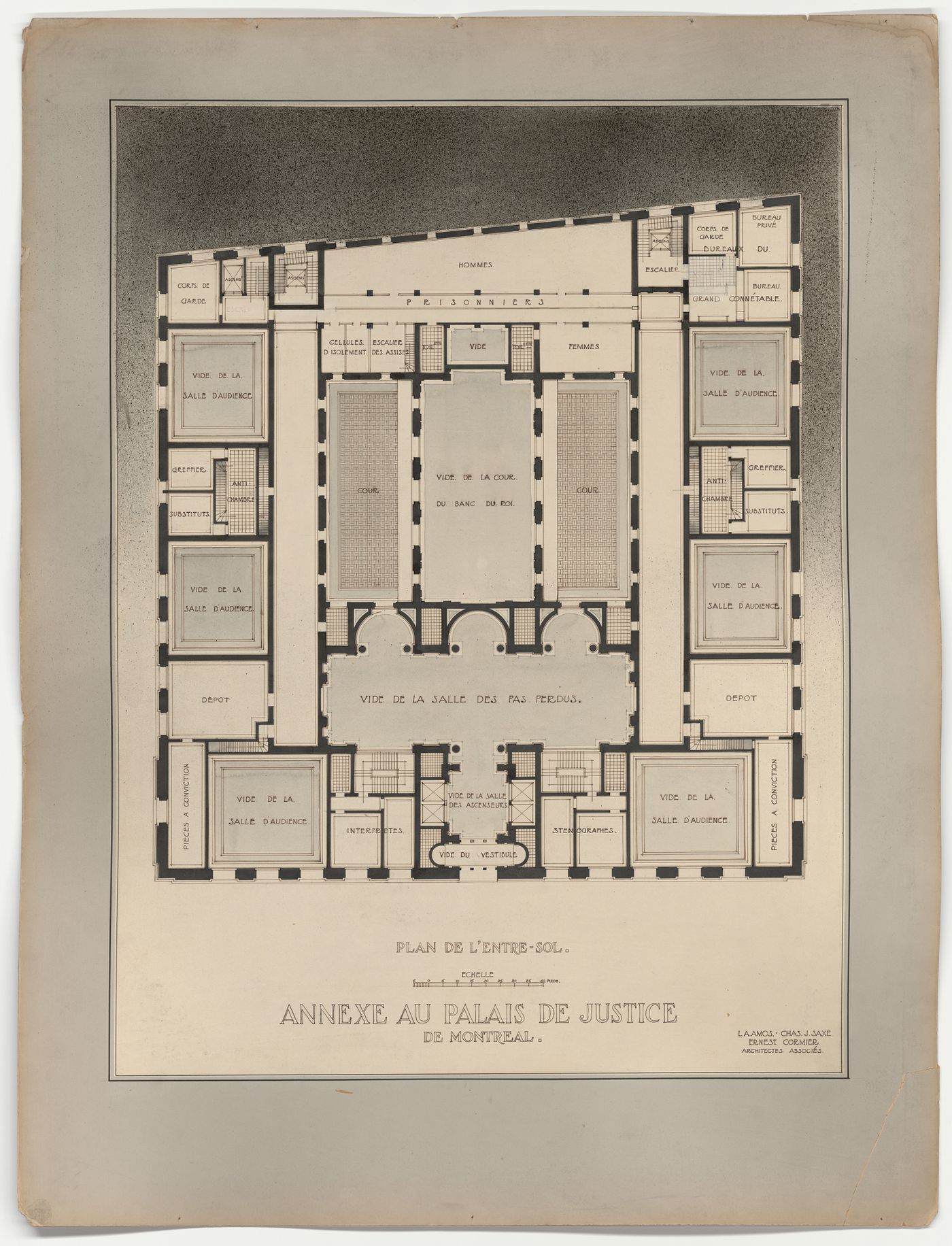 Plan de l'entre-sol,  Annexe au Palais de Justice de Montréal, Montréal, Canada