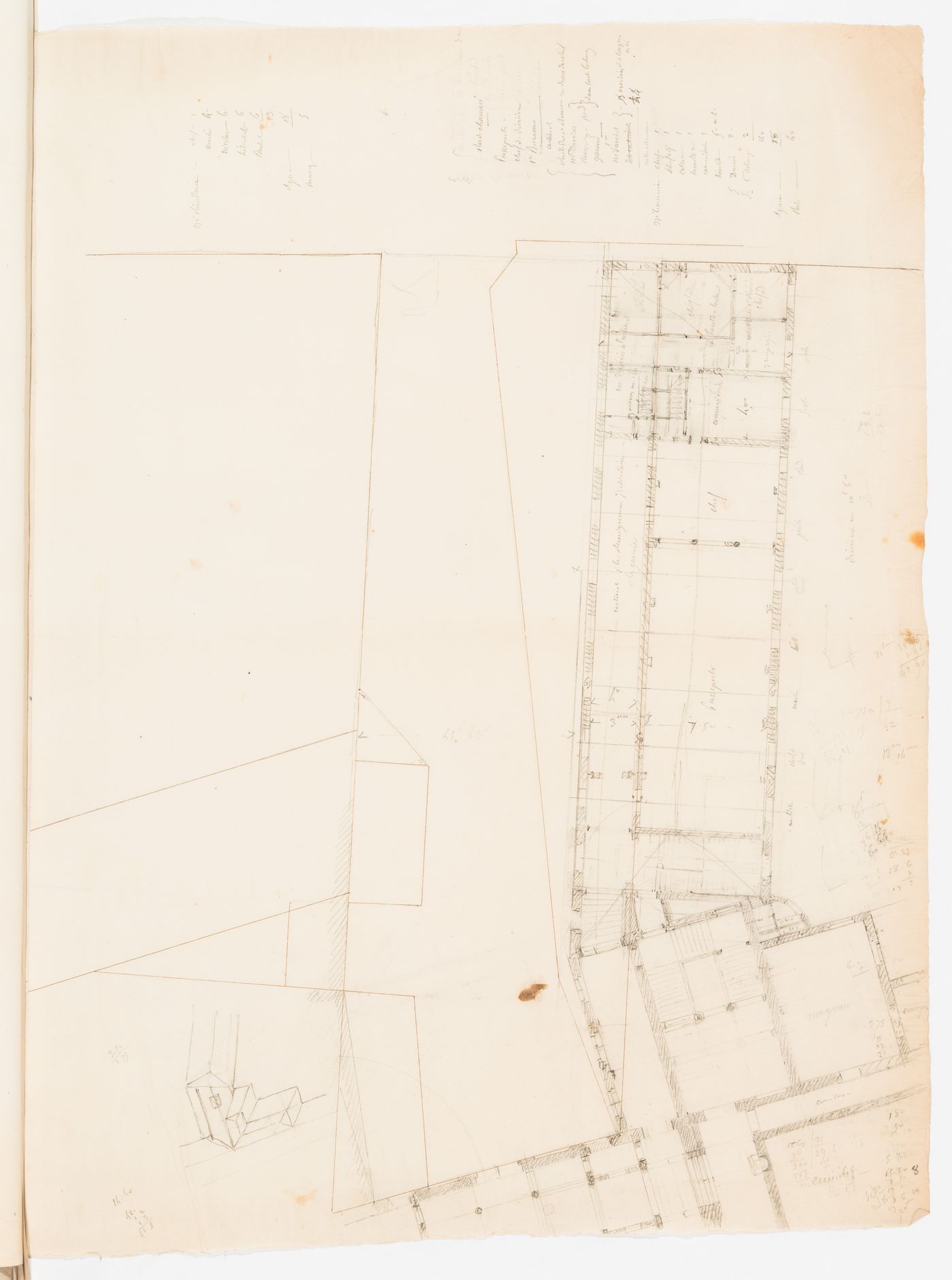 Project for alterations to the Préfecture de police, rue de Jérusalem, Paris: Partial sketch plan for the building with the passport office