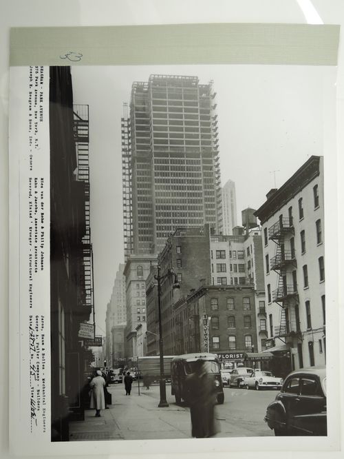 Seagram building under construction, 375 Park avenue, New York, N.Y., west view