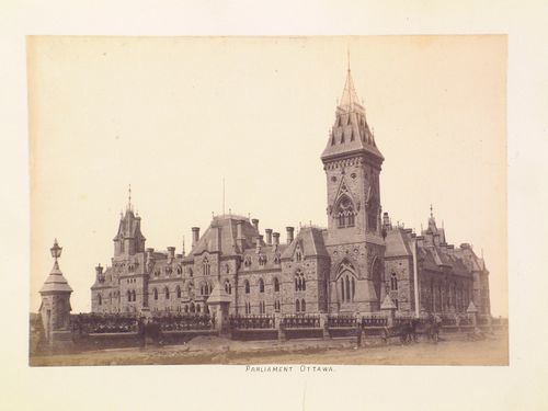 View of the principal façade of the East Block of the Parliament Buildings from the southwest, Ottawa, Ontario