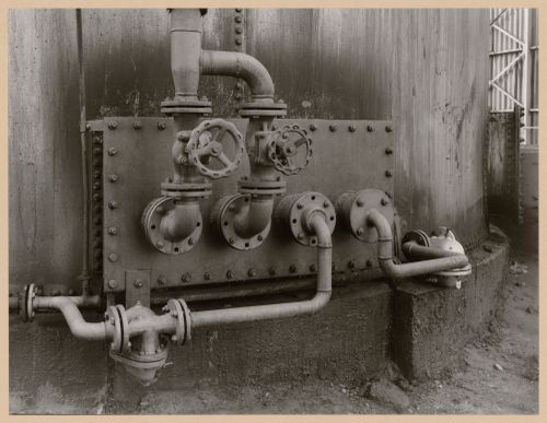 Partial view of the gas cleaning plant of Metallhüttenwerk industrial plant, Lübeck-Herrenwyk, Germany