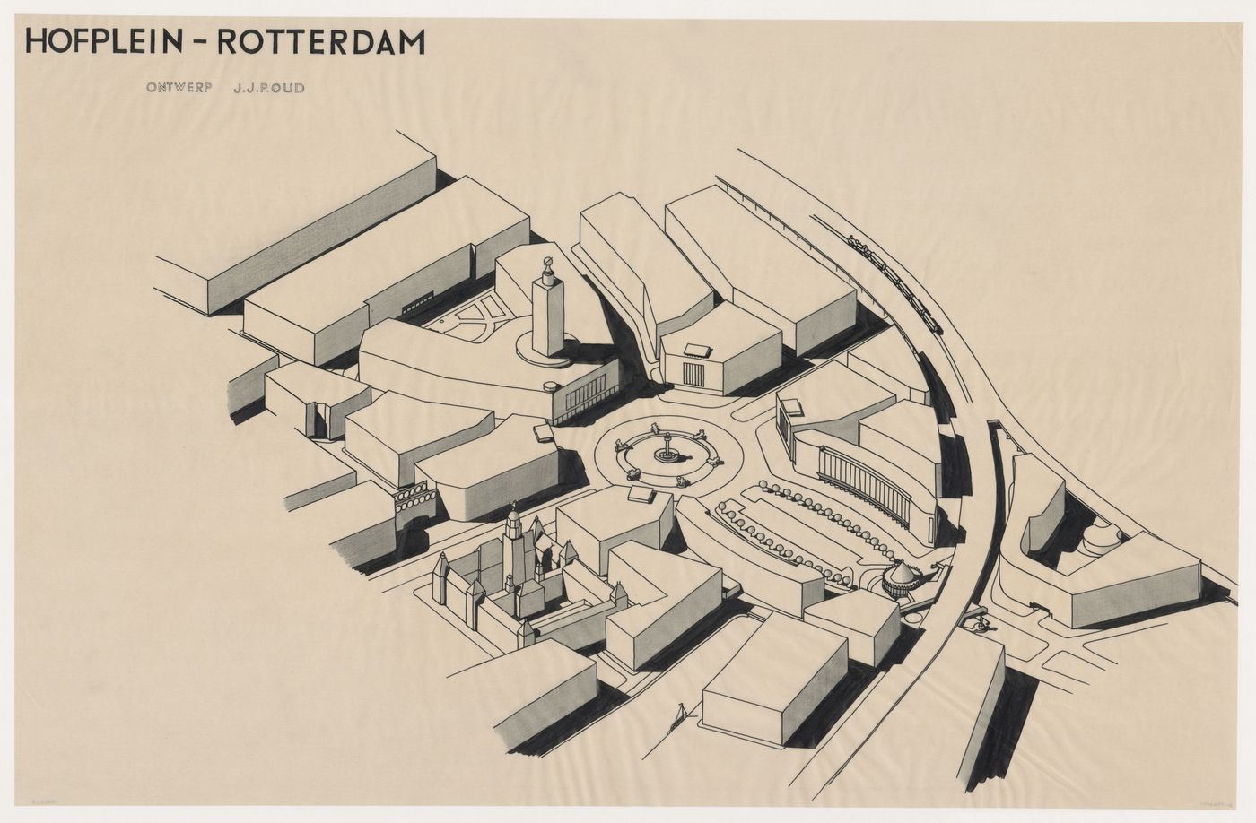 Bird's-eye perspective for the reconstruction of the Hofplein (city centre), Rotterdam, Netherlands