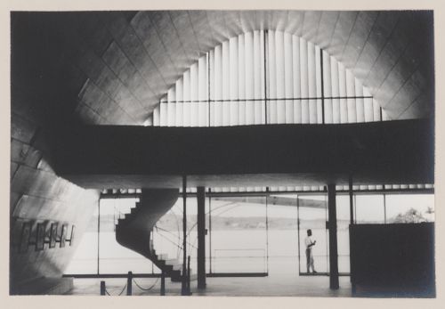 View of Church of Saint Francis, with male figure, Pampulha, Belo Horizonte, Brazil
