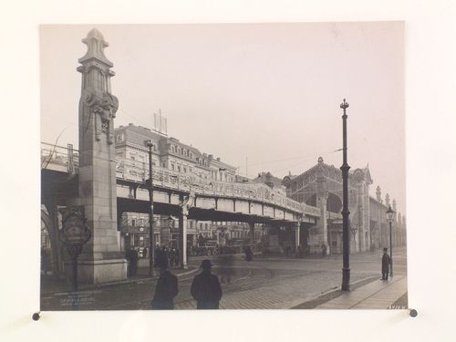 View of the elevated railway system and surrounding streets and building