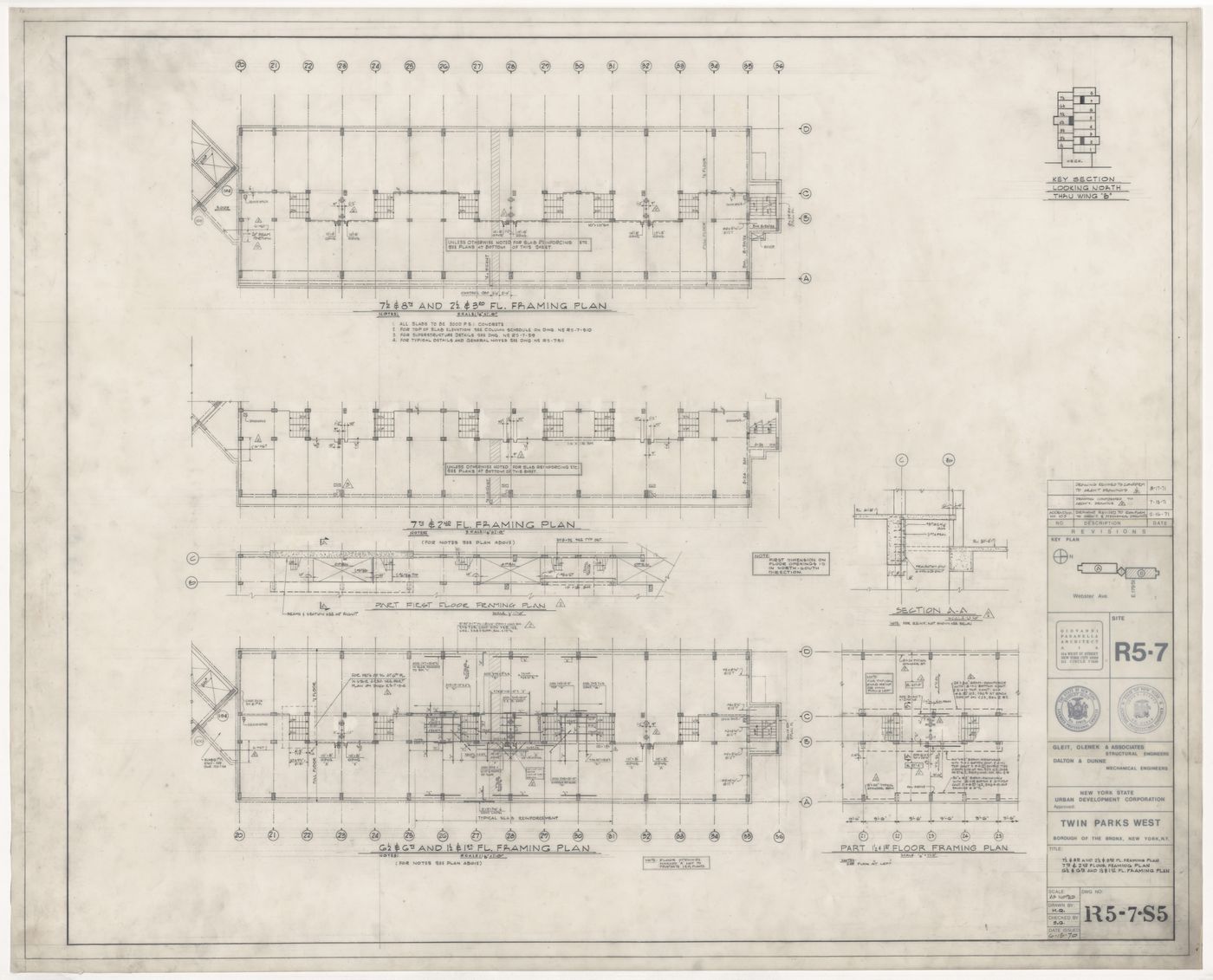 Framing plans for Twin Parks West, Site R5-7, Bronx, New York