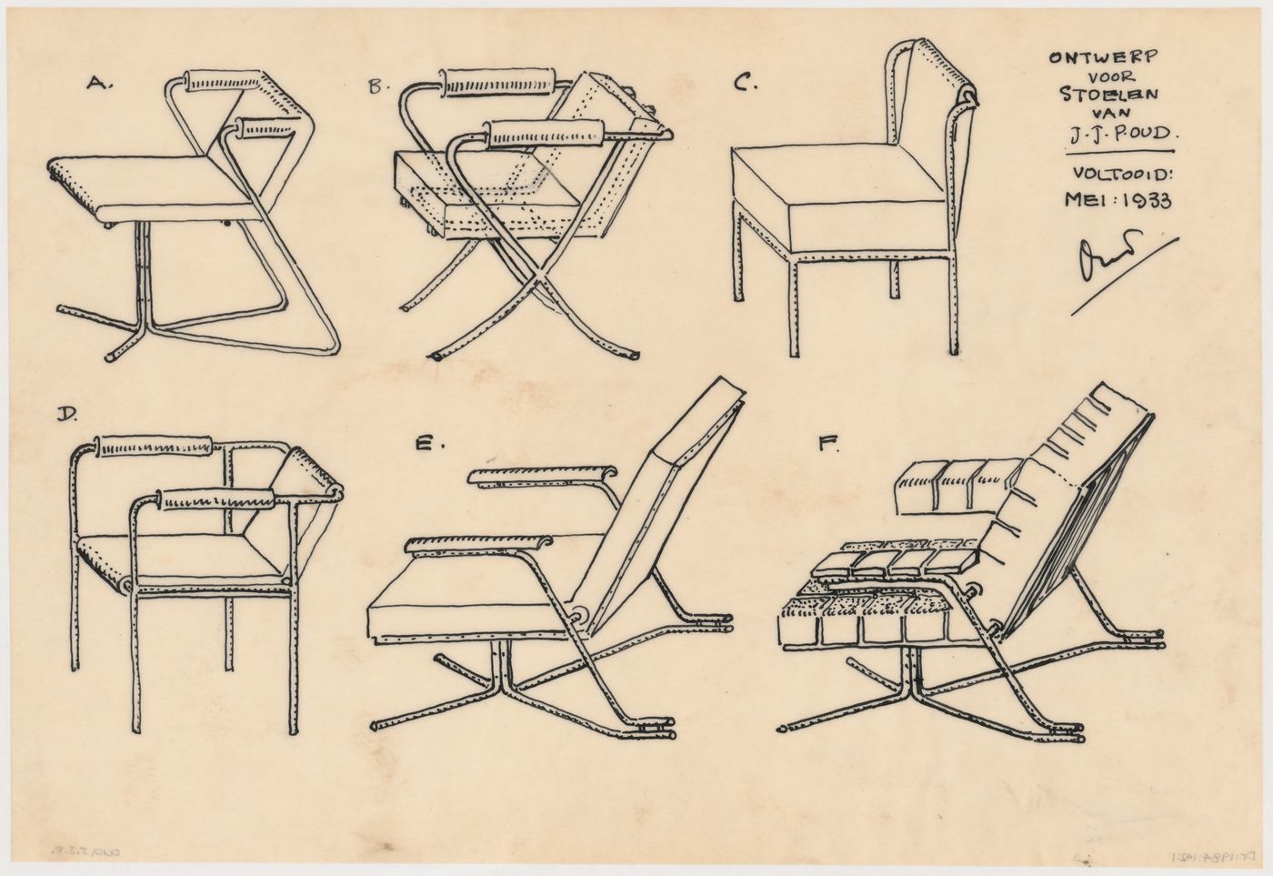 Perspectives for chair designs for Metz. & Co., Amsterdam, Netherlands