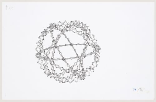 Drawing of Hoberman Sphere in expanding position