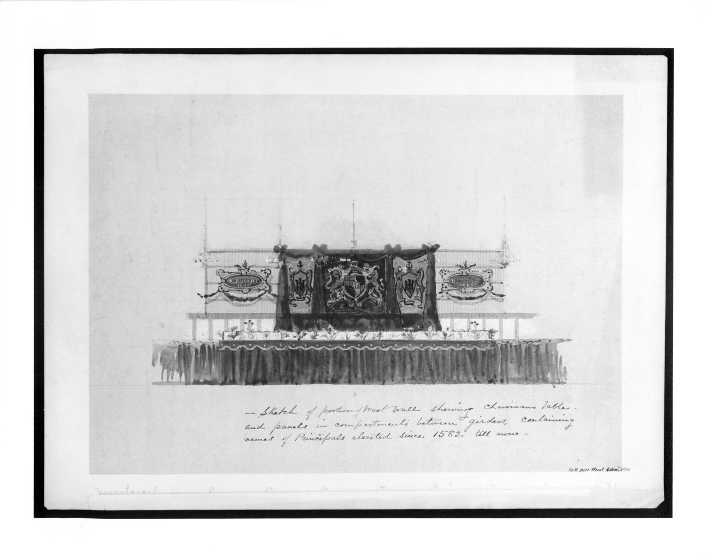 Design for the chairman's table for the visit of Prime Minister Gladstone to Edinburgh University