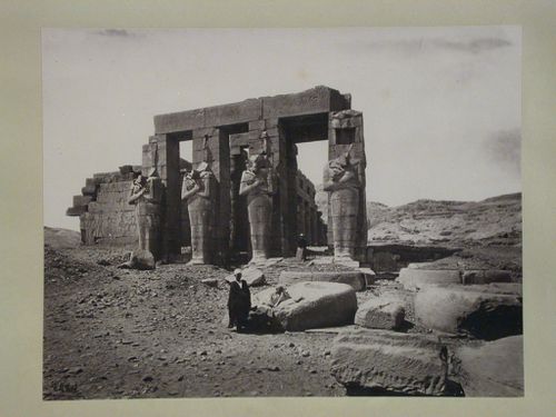 The Ramesseum, Second Court, Four Osiris pillars looking towards Great Hypostyle Hall, Thebes, Egypt