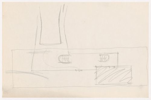Partial sketch plan for an auditorium for Illinois Institute of Technology, showing its connection to other buildings