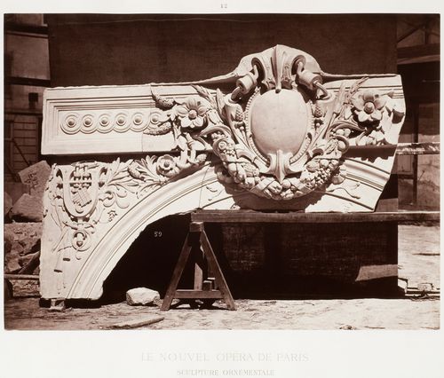 View of a Keystone and Tympanum of the lower part of the Ticket Lobby, Opéra de  Paris by Charles Garnier, France