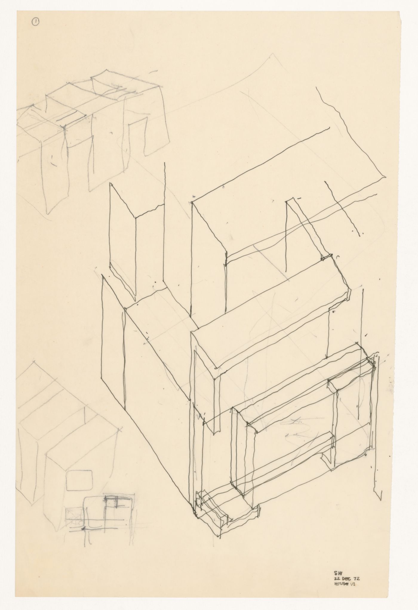 Sketch axonometric for House VI, Cornwall, Connecticut