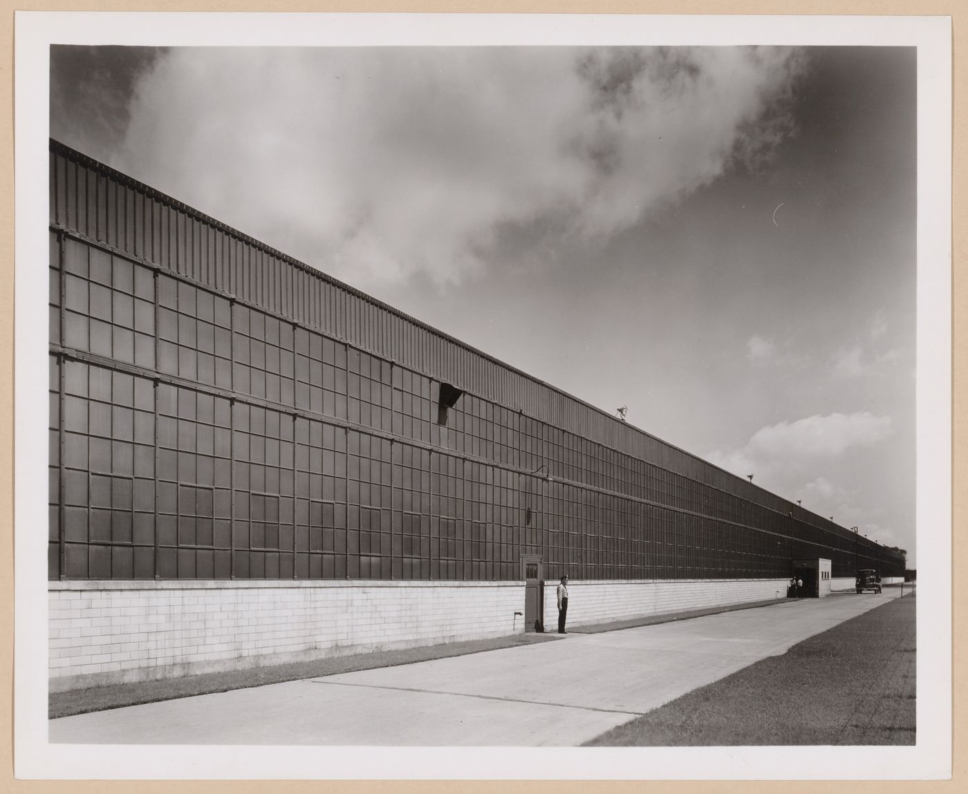 View of the principal façade of the Assembly Building, General Motors Corporation Chevrolet division Aviation Engine Assembly Plant, Tonawanda, New York