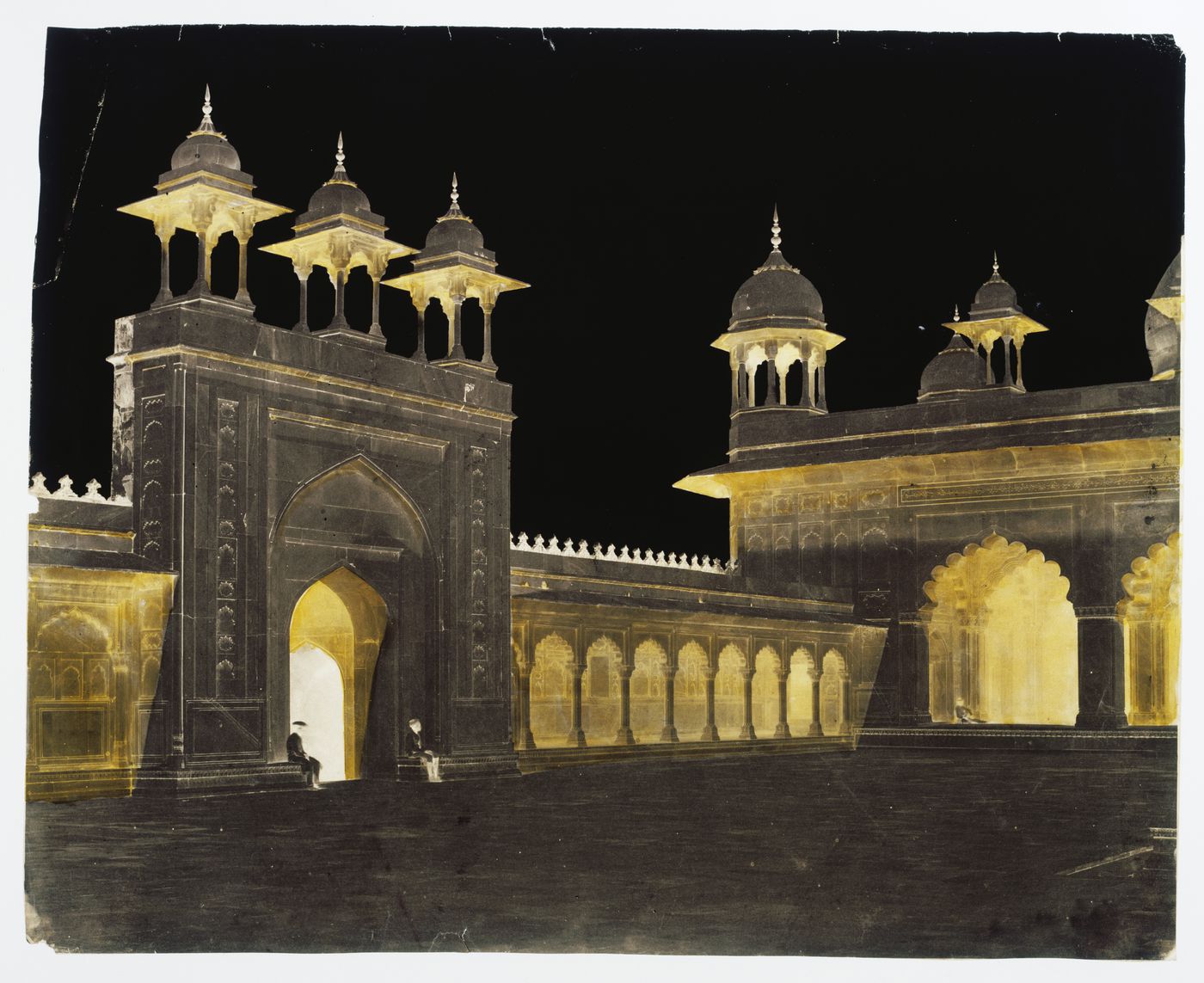Partial view of the Moti Masjid [Pearl Mosque] showing part of the façade and the portal, Agra, India