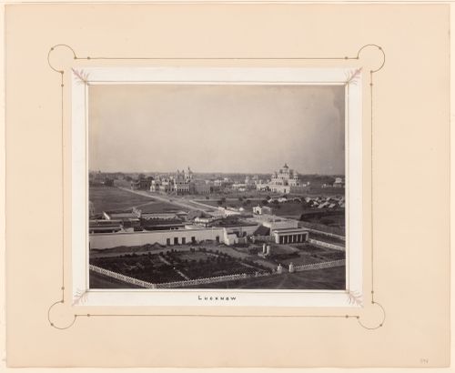 View of Lucknow showing the Chattar Manzil [Umbrella Palaces] in the background, India