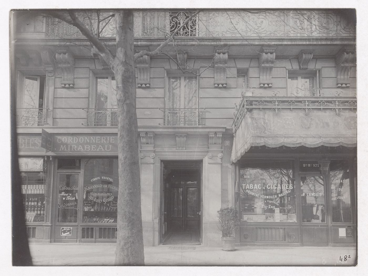 Construction of the Paris Metro, exterior view of store fronts, Paris, France