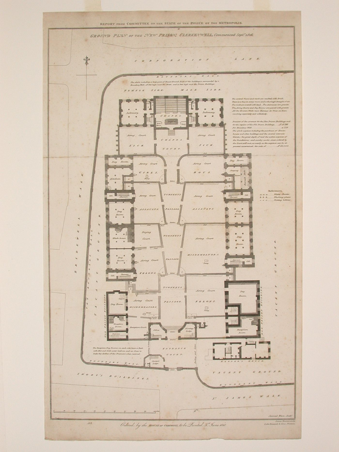 Drawings of prisons in Clerkenwell and Maidstone