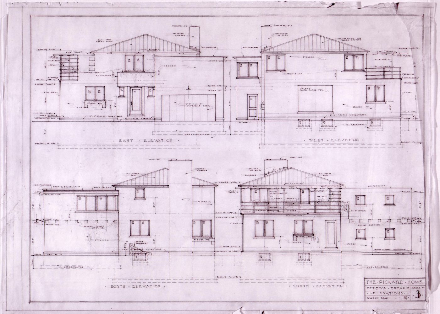 Elevations, Pickard House, Ottawa, Ontario