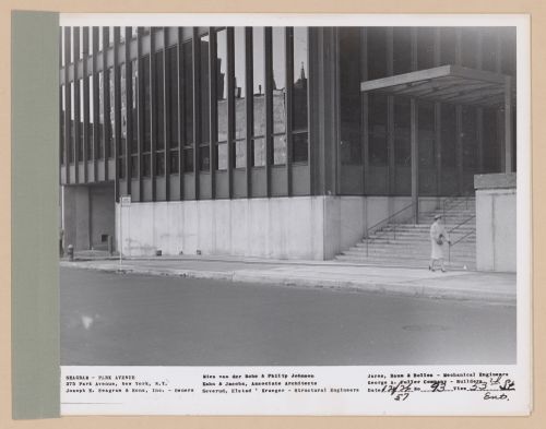 Seagram building under construction, 375 Park avenue, New York, N.Y., 53rd street entrance