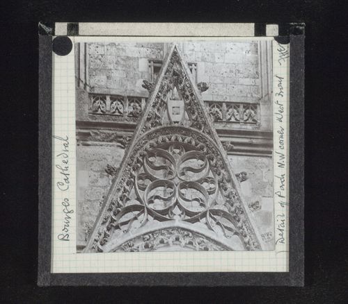 Detail view of portal of west façade of Cathédrale Saint-Etienne de Bourges, Bourges, France