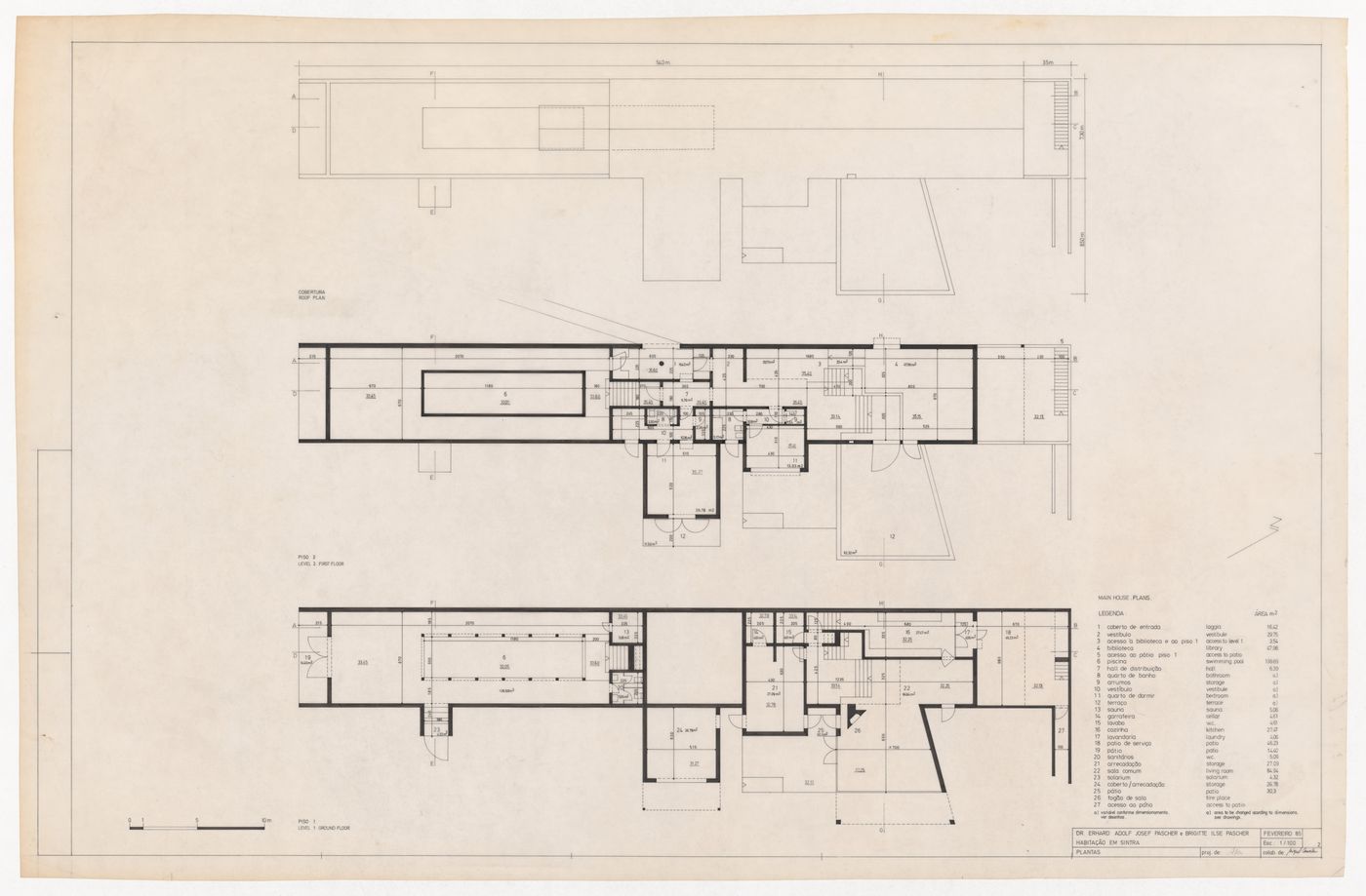 Plans for Casa Erhard Josef Pascher, Sintra, Portugal