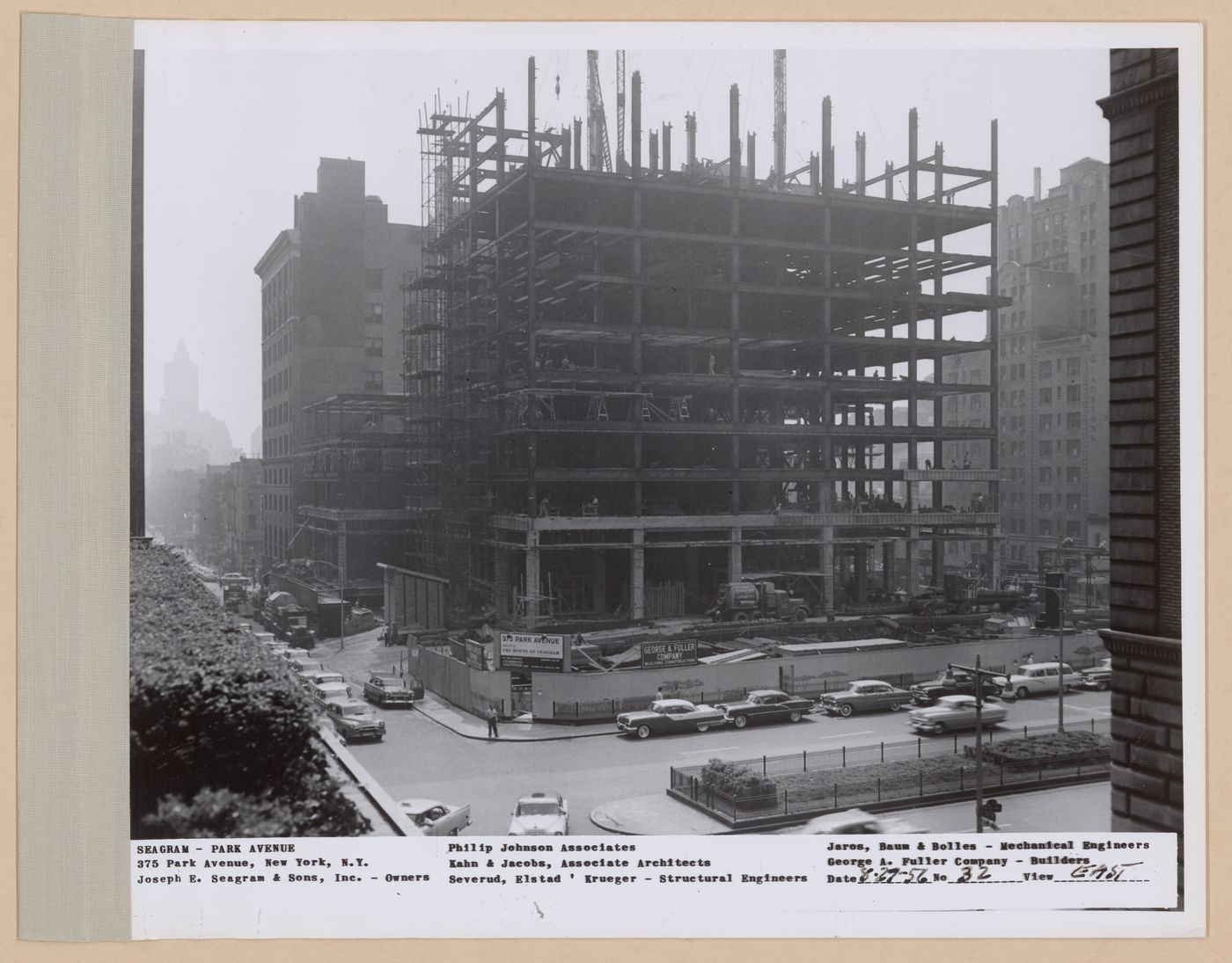 Seagram building under construction, 375 Park avenue, New York, N.Y., east view
