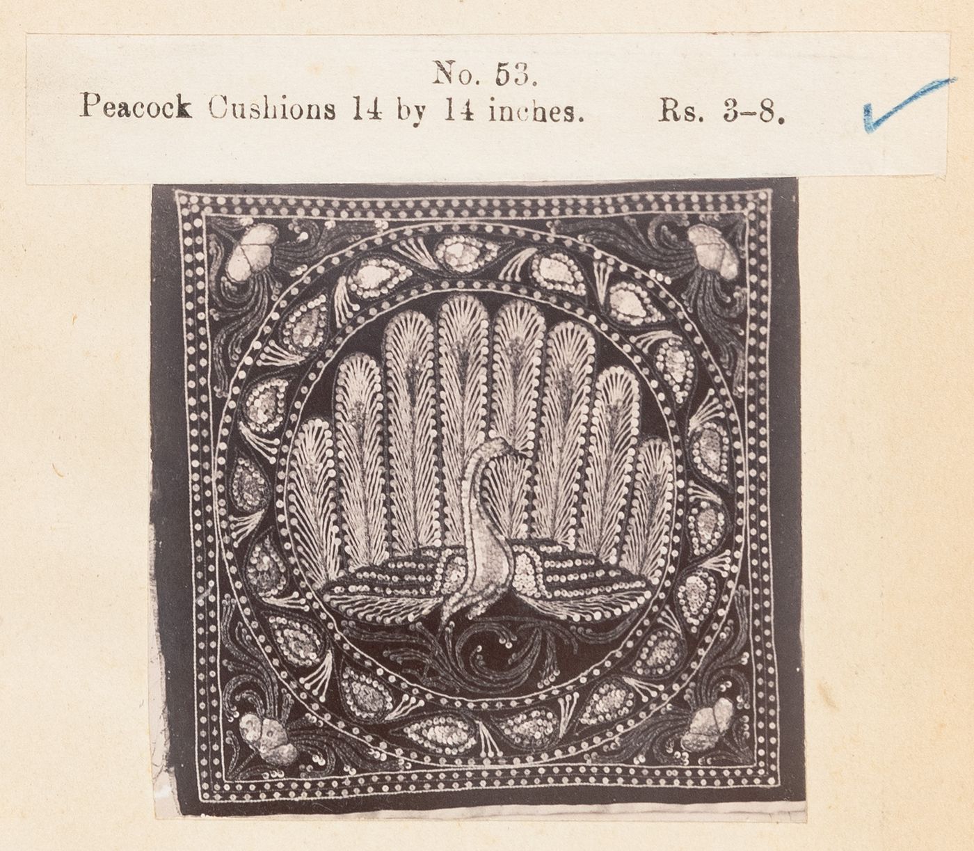 View of a cushion, F. Beato Limited, C Road, Mandalay, Burma (now Myanmar)