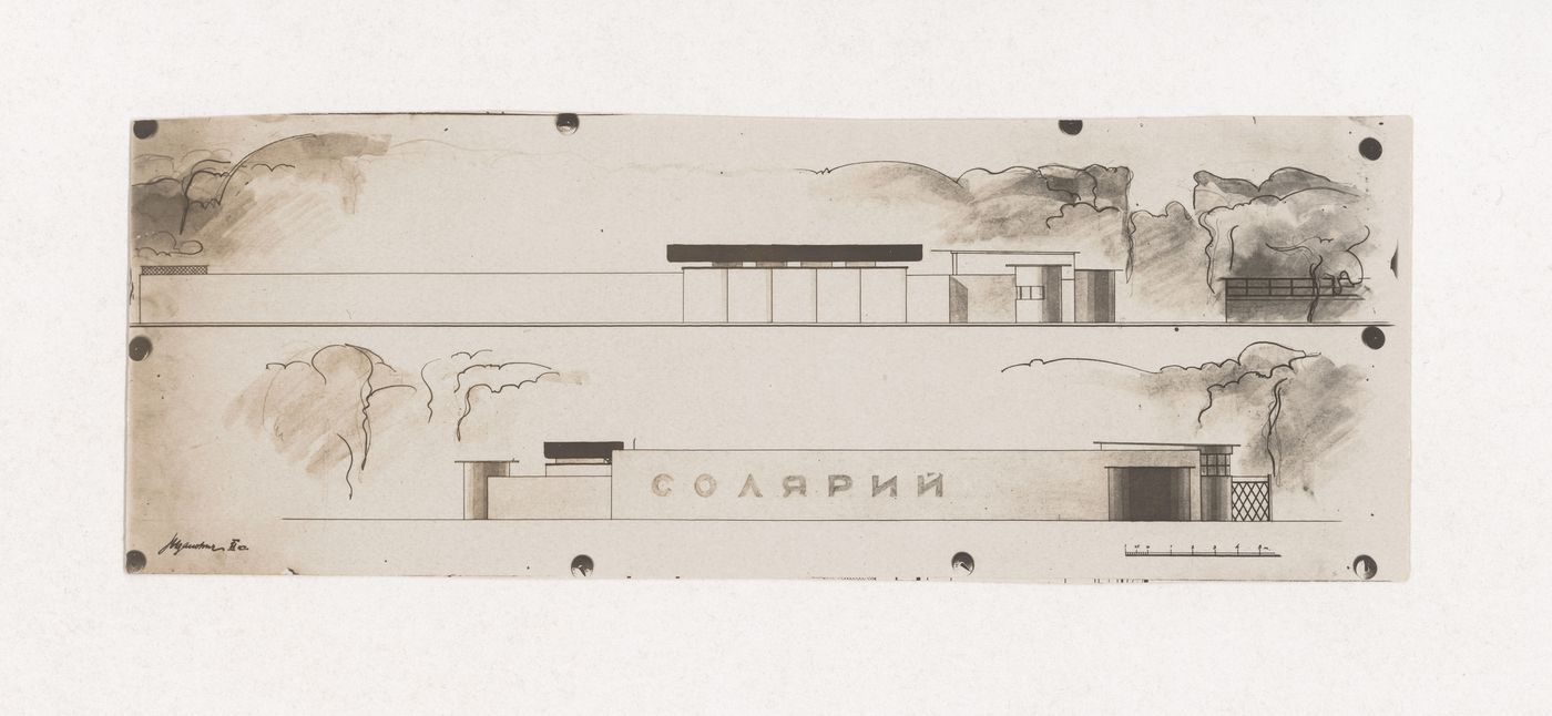 Photograph of a student drawing by Zhdanovich for a solarium for an unidentified course at the Vkhutein (Moscow Higher Technical Institute), Moscow