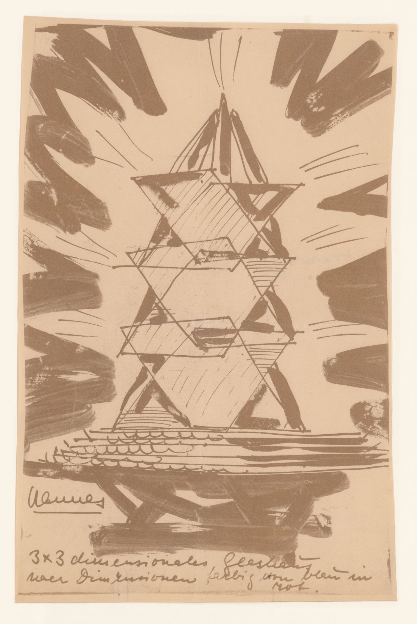 Drawing of a glass house project by Hans Scharoun