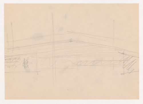 Perspective sketch for Museum for a Small City showing the interior