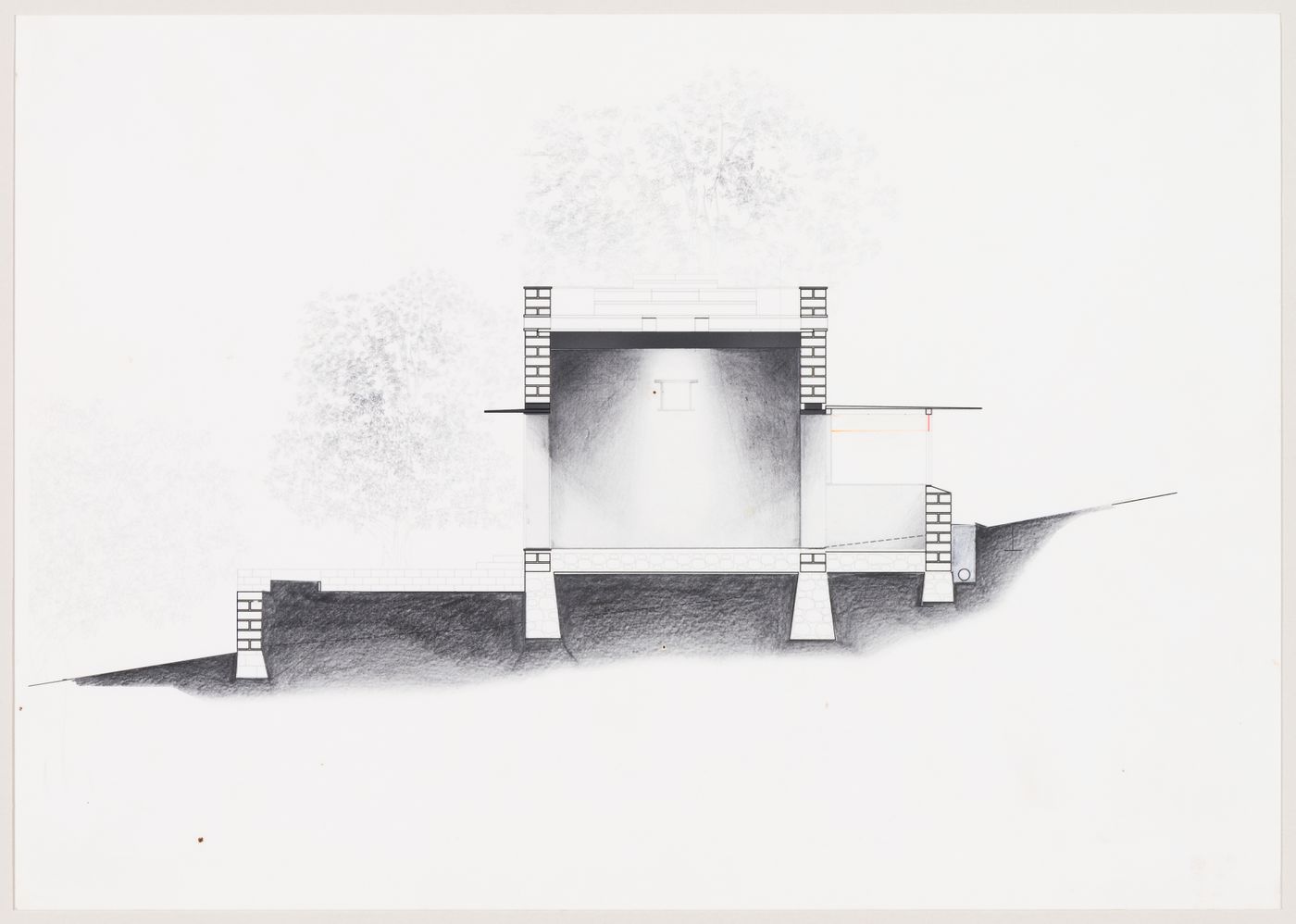 Weavers' Studio : study section showing light distribution through marble skylight