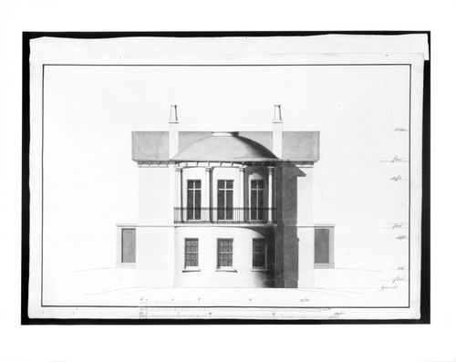 Alternate rear (north) elevation for a two-storey villa