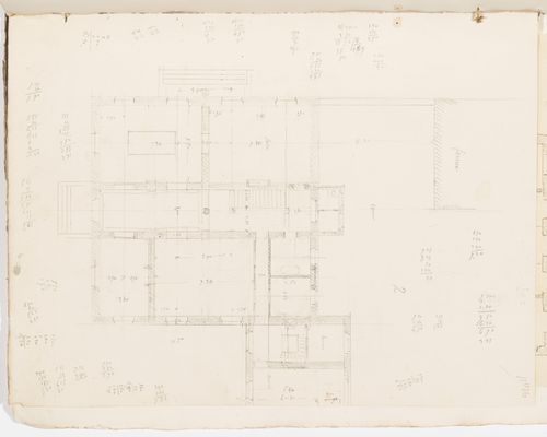 Project no. 10 for a country house for comte Treilhard: Ground floor plan; verso: Project no. 9 for a country house for M. de Treilhard: Plan