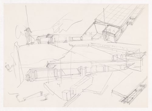 Sketch perspective and axonometric views for Ampliação do Institut Français no Porto, Porto, Portugal
