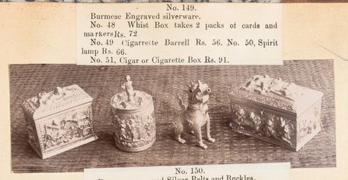 View of boxes, F. Beato Limited, C Road, Mandalay, Burma (now Myanmar)