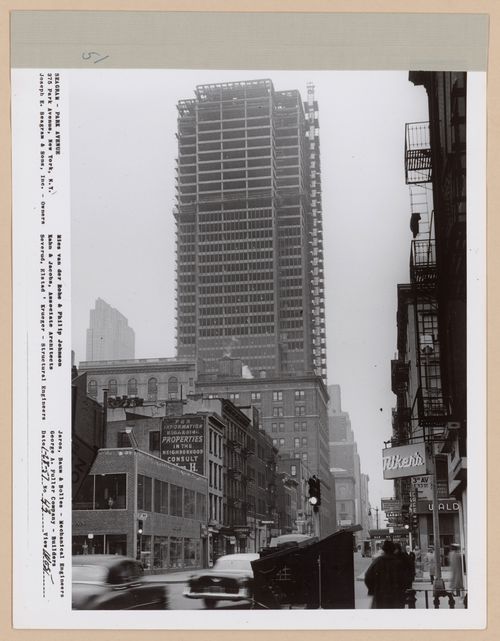 Seagram building under construction, 375 Park avenue, New York, N.Y., west view