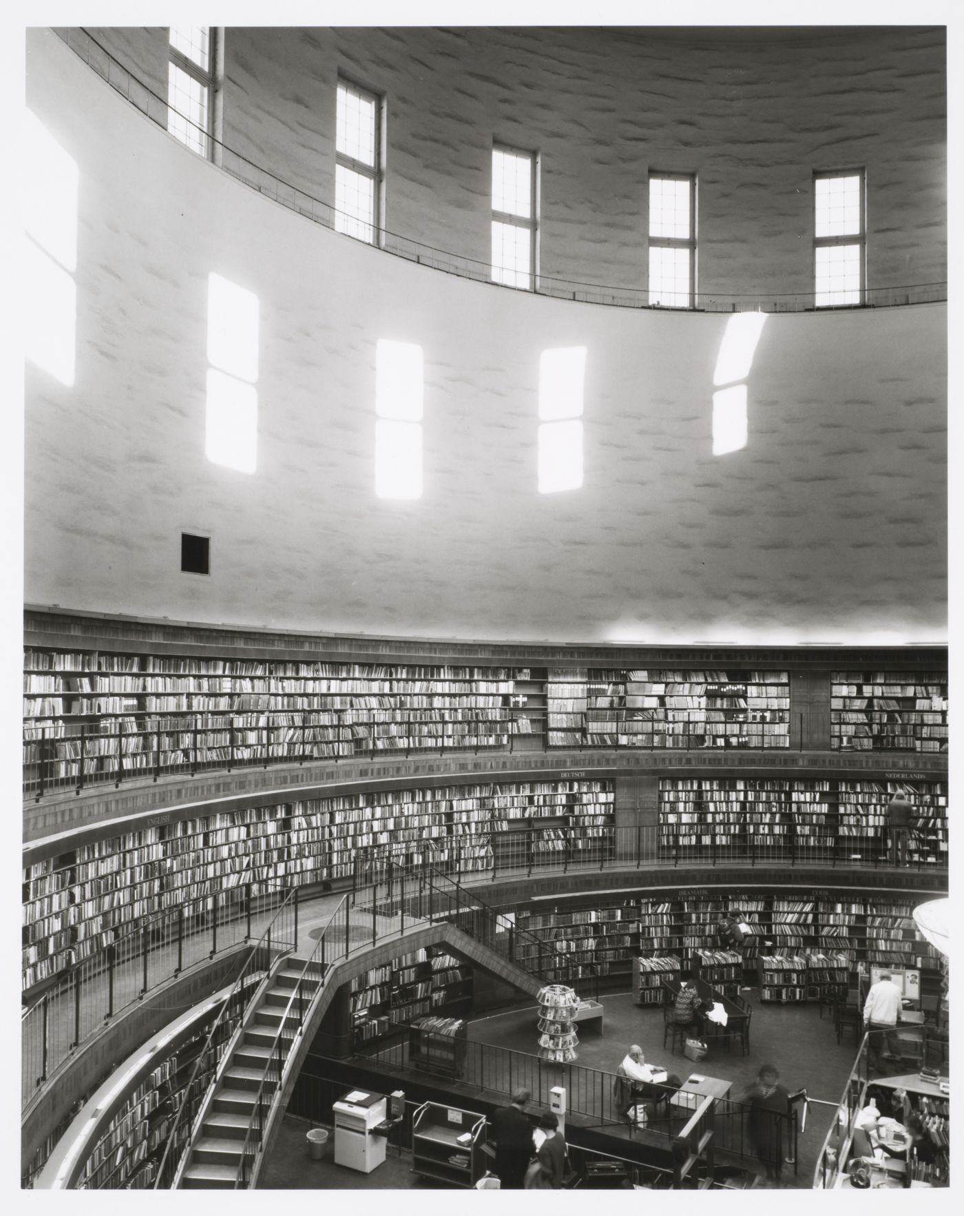 Interior view of the lending hall of Stockholm Public Library, 51-55 Odengatan, Stockholm
