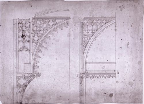 Partial elevation and section for the Chapelle du Sacré-Coeur, Notre-Dame de Montréal