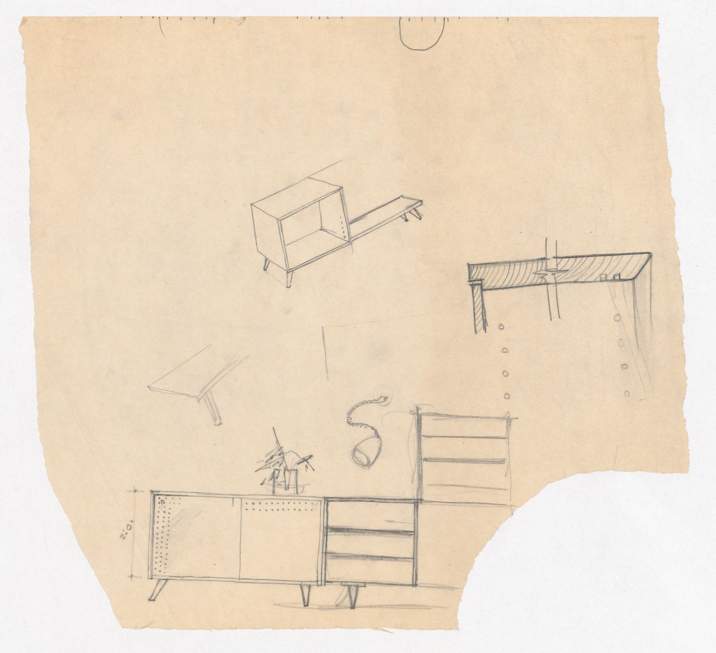 Furniture sketches for Residence of Mr. & Mrs. John C. Parkin, North York, Ontario