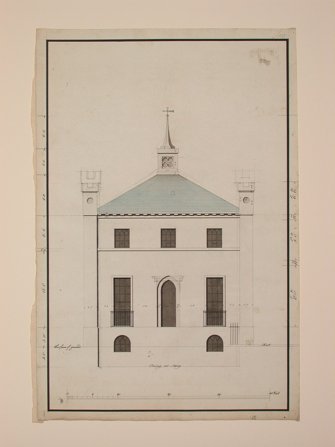 Design for a Gothic Villa - rear elevation