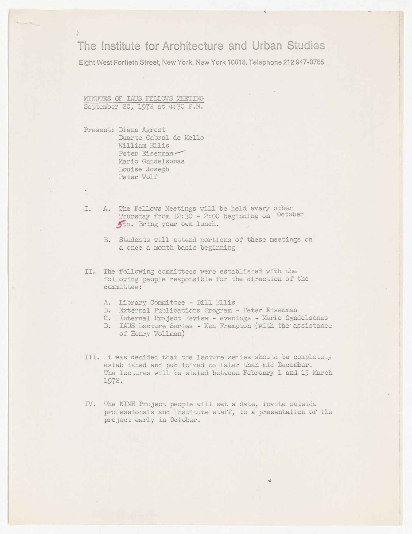 Minutes of meeting of the Fellows
