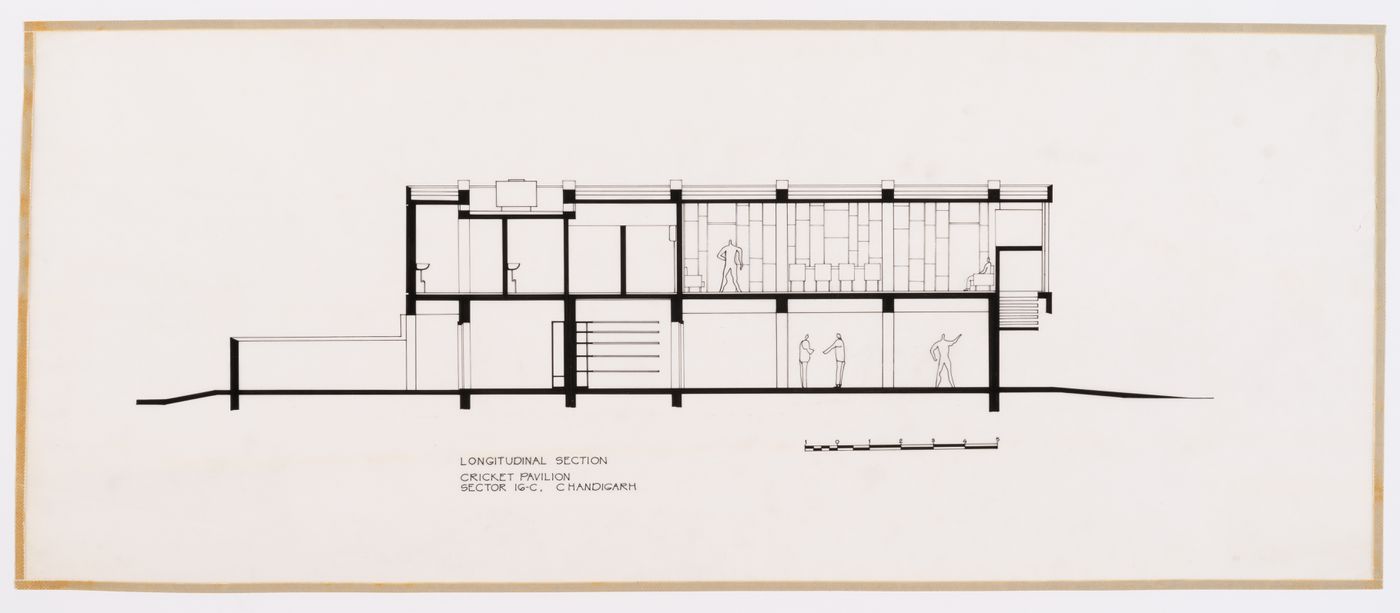 Section for the Cricket Pavilion, Sector 16-C, in Chandigarh, India