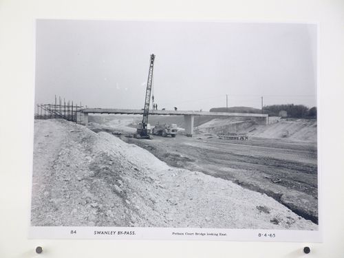 View of Petham Courth Bridge looking east, during construction of the Swanley Bypass, England
